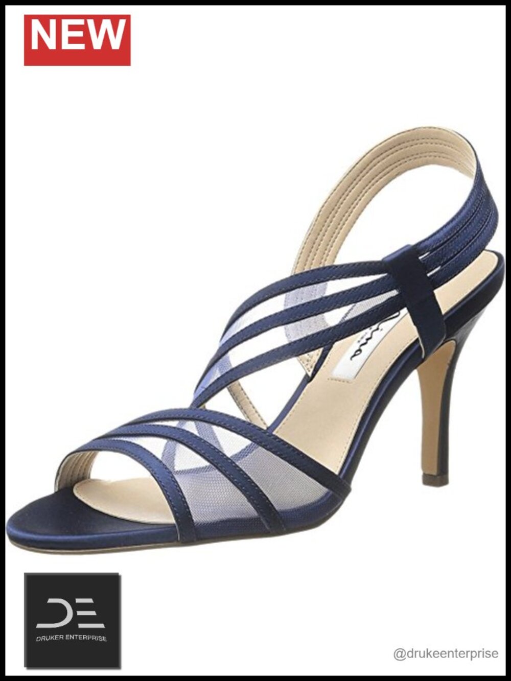Stiletto Heeled Sandals with Strappy Mesh Upper